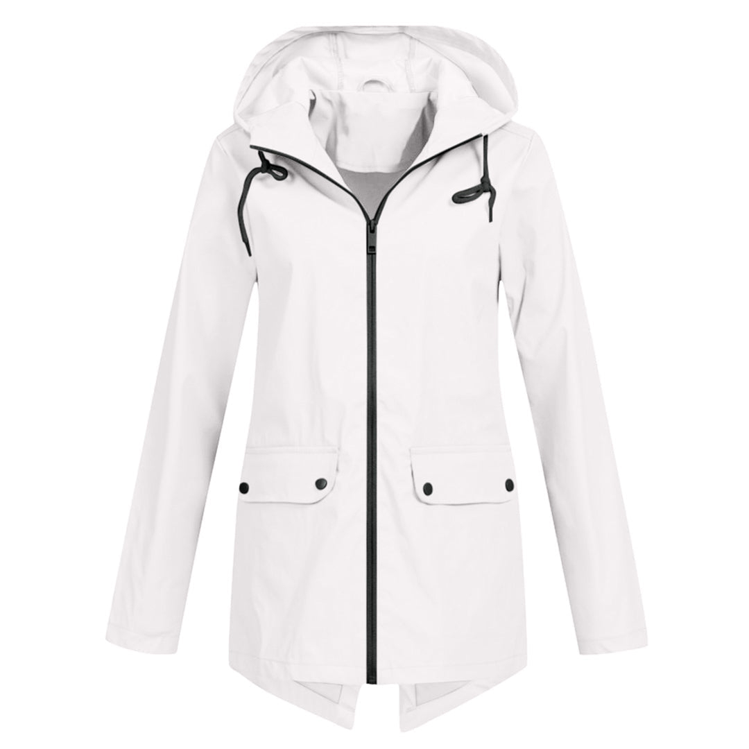 Francine - eleganter langer regenmantel mit kapuze für damen