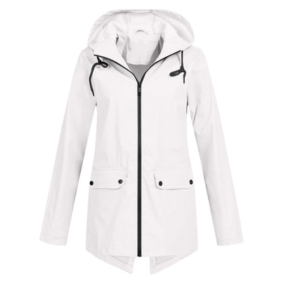 Francine - eleganter langer regenmantel mit kapuze für damen