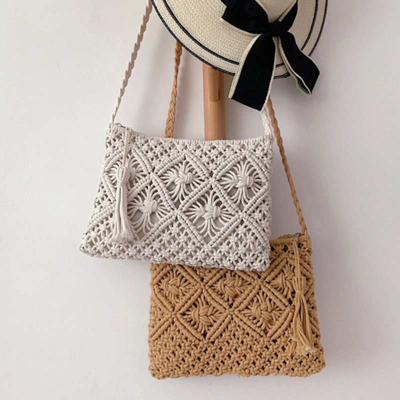 Boho Schultertasche Damen – Handgewebt, Sommerlich & Verstellbar