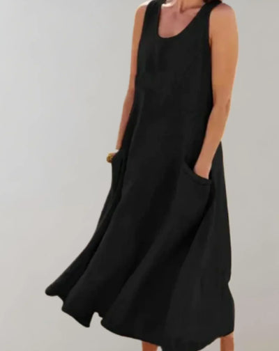 Jolie – Ärmelloses Midikleid aus Baumwollleinen