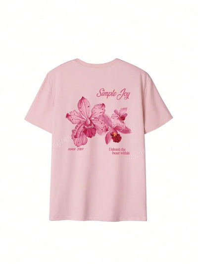 Helene – Sommer T-Shirt Damen Bunt Blumen Buchstaben Rundhals