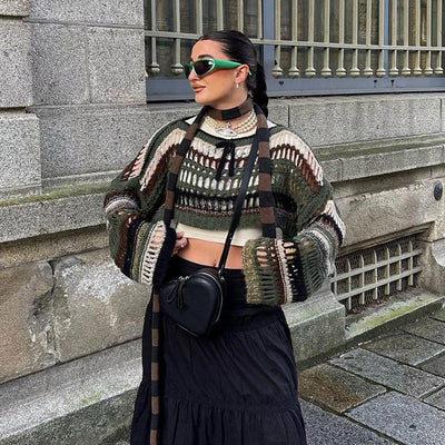 Cropped Crochet Pullover für Damen