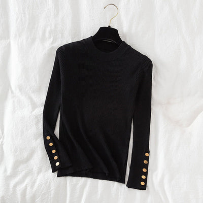 Eleganter Pullover mit geknöpften Ärmeln für Damen