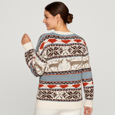 Ivanna | Geometrischer Pullover mit Weihnachts-Rentiermuster
