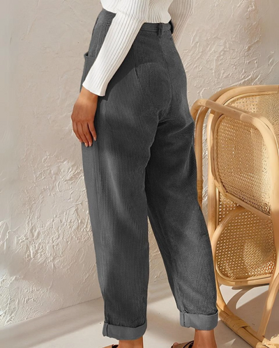 Jena - Cordhose mit hohem Bund und Faltenwurf