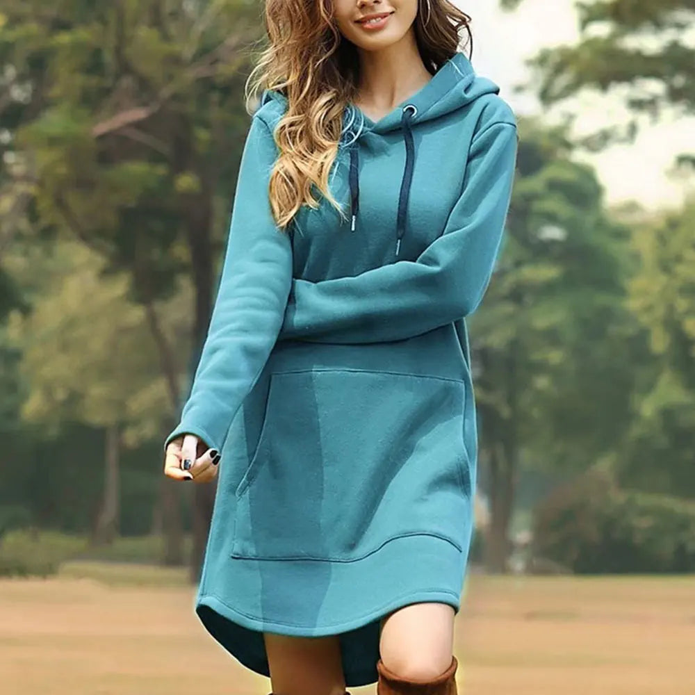 Ella® | Langer Damen-Hoodie mit geräumiger Fronttasche