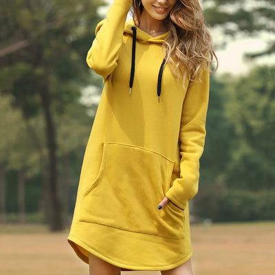 Ella® | Langer Damen-Hoodie mit geräumiger Fronttasche