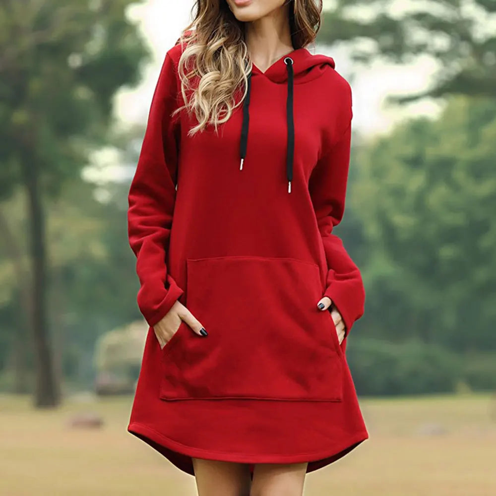 Ella® | Langer Damen-Hoodie mit geräumiger Fronttasche