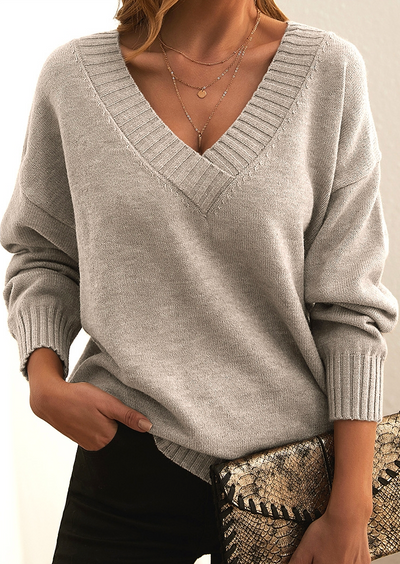 Susa – gestrickter Damenpullover aus Kaschmir mit V-Ausschnitt