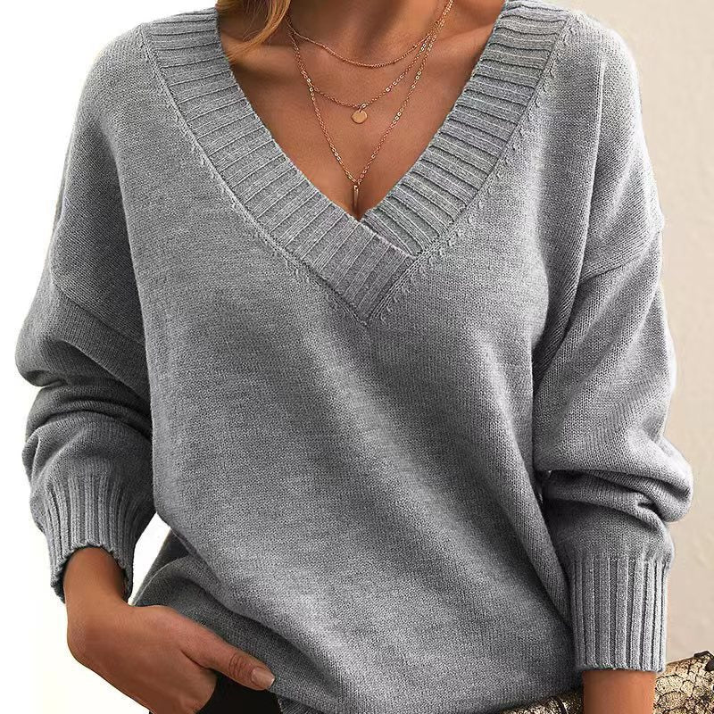 Susa – gestrickter Damenpullover aus Kaschmir mit V-Ausschnitt
