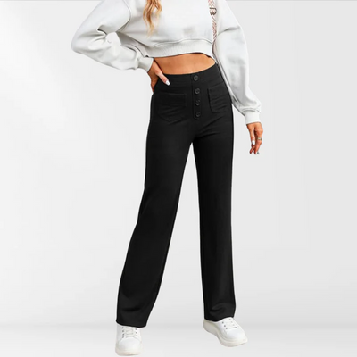 Nora - Hose mit hoher Taille und Knopfleiste