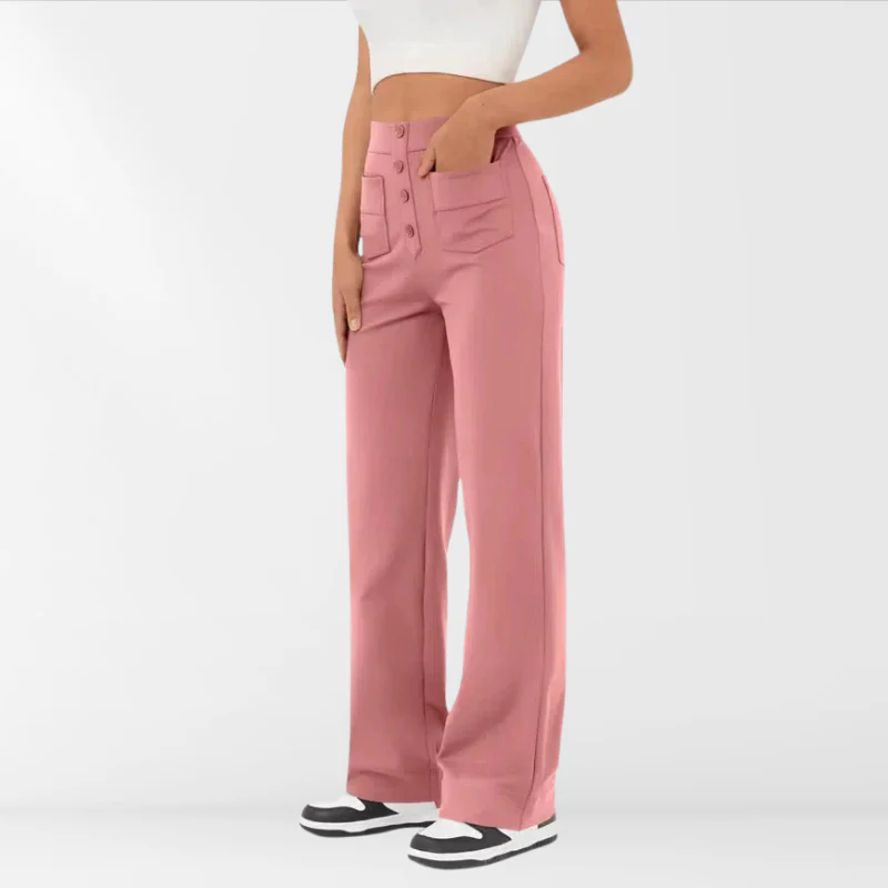 Nora - Hose mit hoher Taille und Knopfleiste