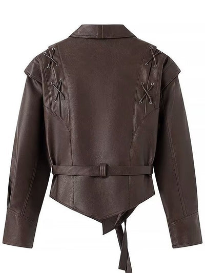 Yolanda® | Öko-Lederjacke mit dekorativen Schnürsenkeln