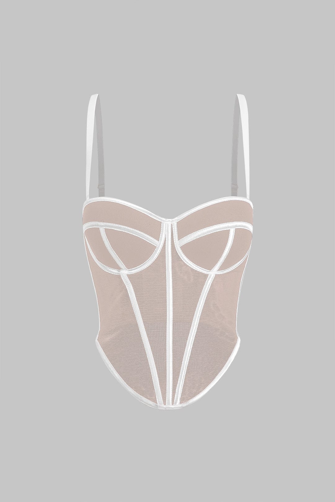 Cecilia | Elegantes Mesh-Korsett-Top mit Kontrastpaspeln