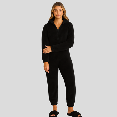 Mirella | Flauschiger Kapuzen-Schlafanzug mit Reißverschluss