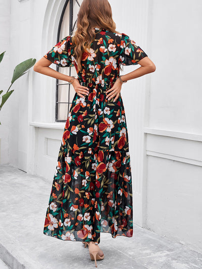 Raya | Florales Maxikleid mit Smock-Taille