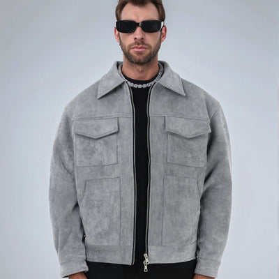 Herren Kunstlederjacke im modernen Look mit praktischen Taschen Aliams