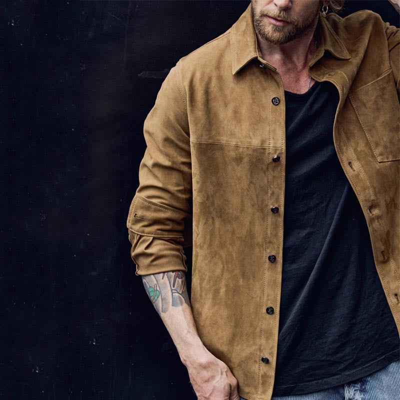 Herren Suede-Lederjacke im modernen Schnitt Aliams