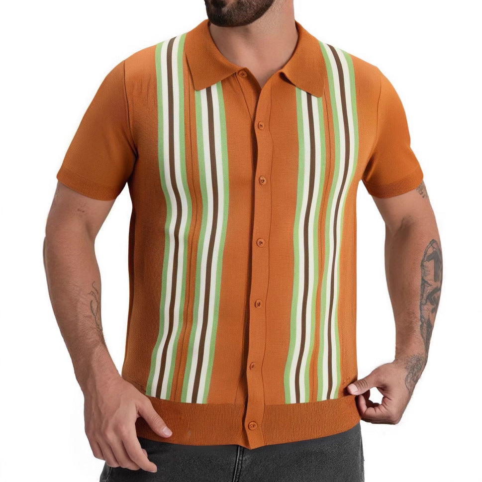 Herren kurzärmliges modisches Hemd mit Streifen Aliams