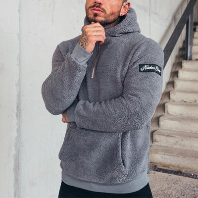 Herren kuscheliger Fleece-Pullover mit praktischem Kängurutasche Aliams