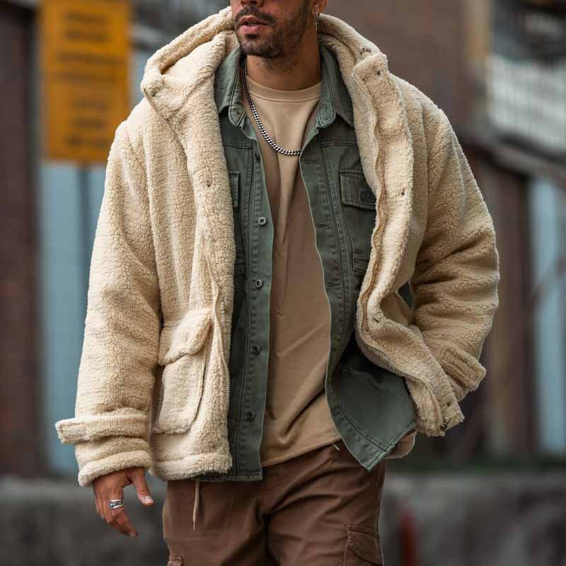 Herren kuschelige Teddyfelljacke Aliams
