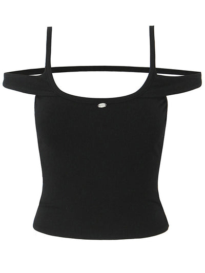 Schulterfreies Damen Top mit feiner Rippenstruktur