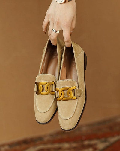 Jessica | Loafer aus Wildleder mit goldener Gliederschnalle