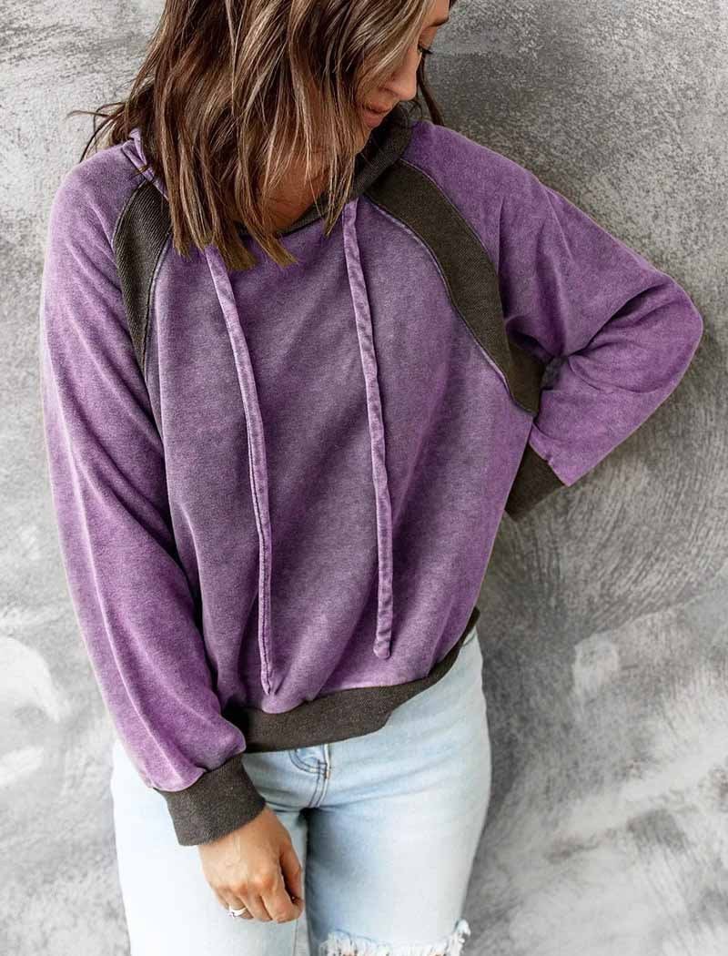 Violeta® | Gewaschener Kapuzenpullover mit durchgehendem Reißverschluss für Damen