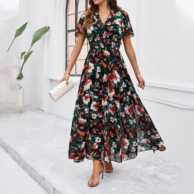 Raya | Florales Maxikleid mit Smock-Taille