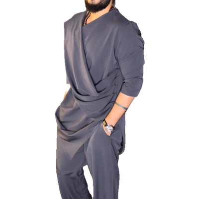 Herren stylische Wickelbluse mit Drapierungsdetails Aliams