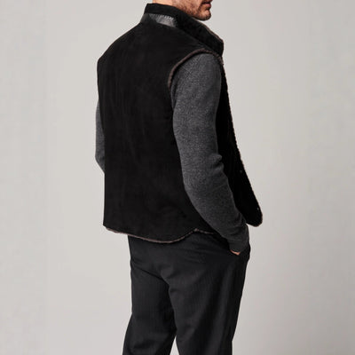 Herren modische Lammfell-Weste mit abnehmbarem Kragen Aliams