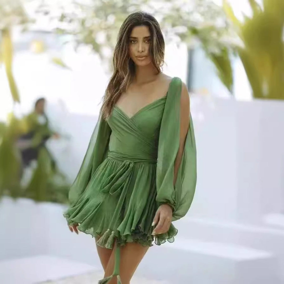 Svenja | Boho-Minikleid mit drapierten Ärmeln