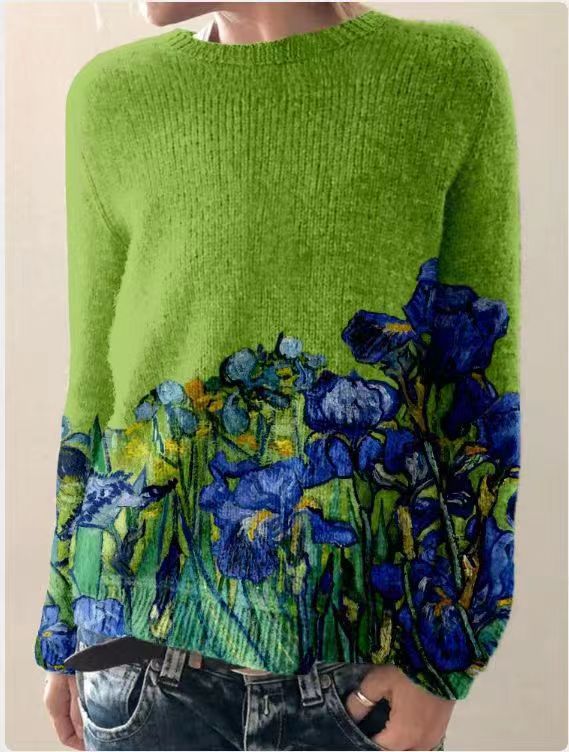 Sofia - Gestrickter Damenpullover mit 3D-Blumenprint