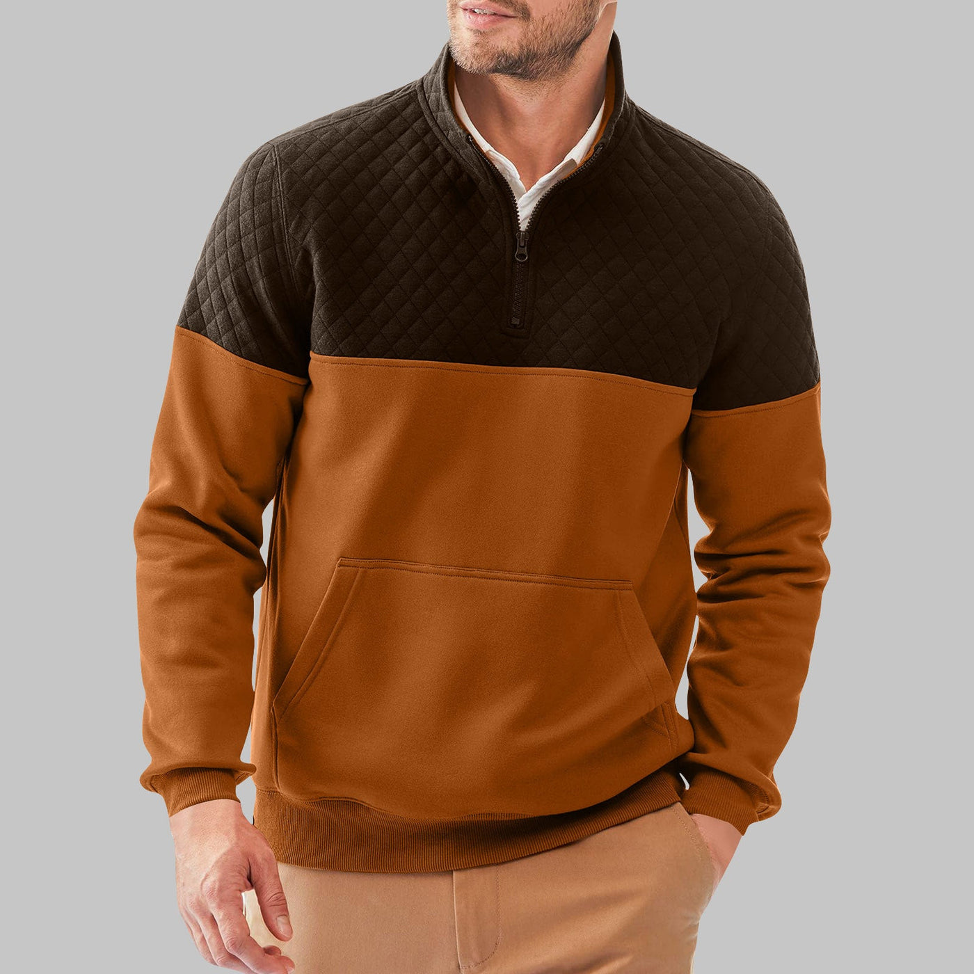 Herren gemütlicher Fleece-Pullover mit Stehkragen Aliams