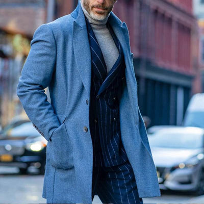 Herren eleganter Wollmantel mit modernen Details Aliams