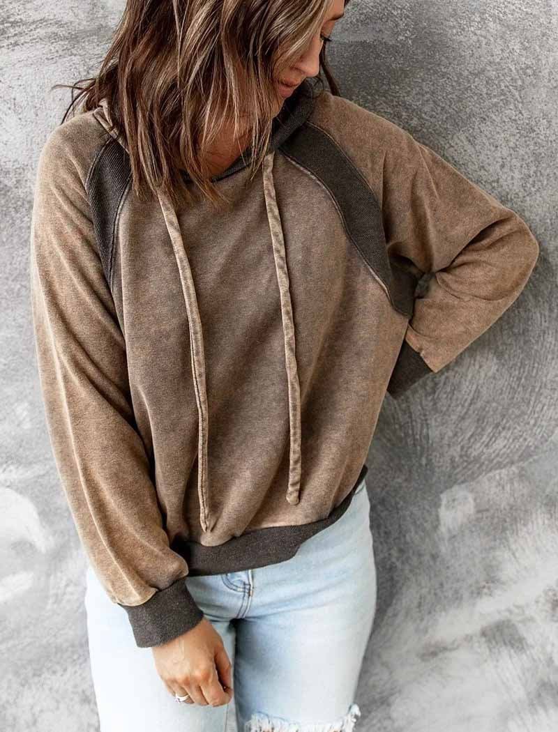 Violeta® | Gewaschener Kapuzenpullover mit durchgehendem Reißverschluss für Damen