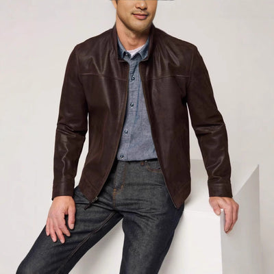 Herren elegante Lederjacke mit strukturiertem Design Aliams