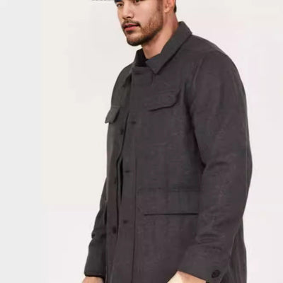 Herren lässige Wolljacke mit praktischen Brusttaschen Aliams