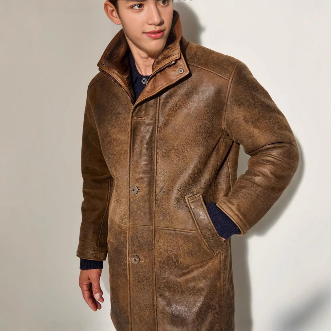 Herren hochwertige Lammfell-Langjacke Aliams