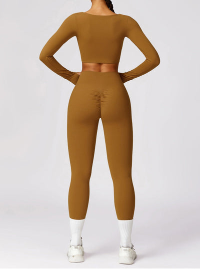 Athlina | Nahtloses Langarm-Crop-Top für Sport & Freizeit