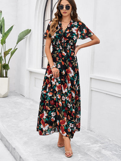 Raya | Florales Maxikleid mit Smock-Taille