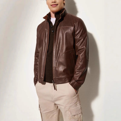 Herren elegante Lederjacke mit strukturiertem Design Aliams