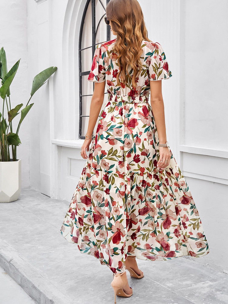Raya | Florales Maxikleid mit Smock-Taille