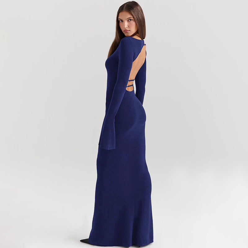 Sasha | Eng anliegendes langes Kleid mit entblößtem Rücken