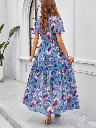 Raya | Florales Maxikleid mit Smock-Taille