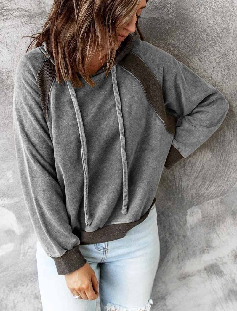 Violeta® | Gewaschener Kapuzenpullover mit durchgehendem Reißverschluss für Damen