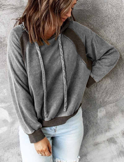 Violeta® | Gewaschener Kapuzenpullover mit durchgehendem Reißverschluss für Damen