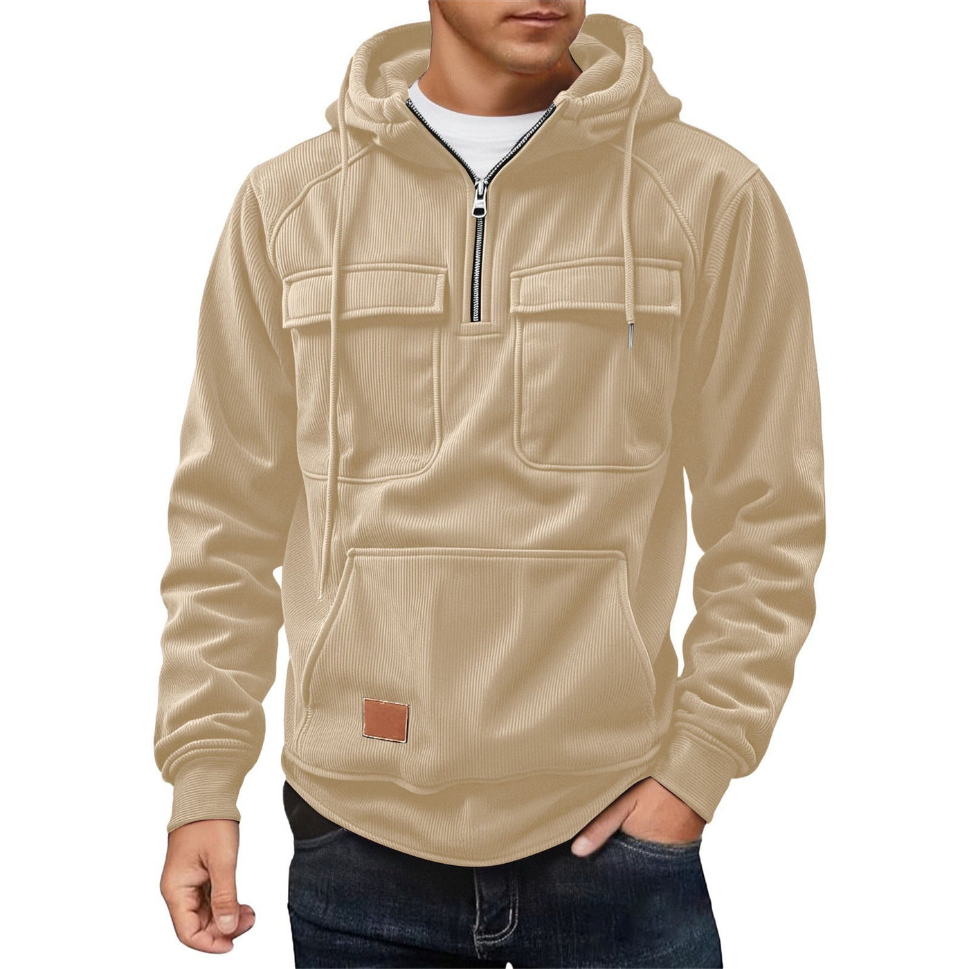 Herren Fleece-Hoodie mit praktischen Taschen Aliams