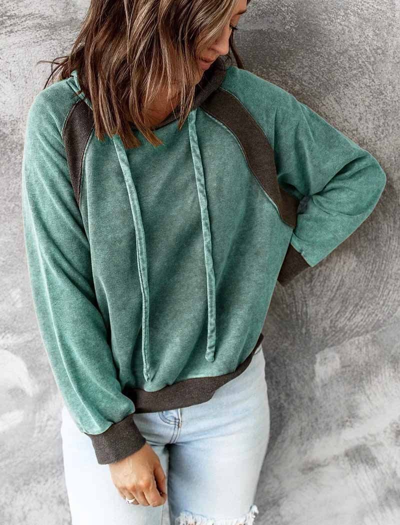 Violeta® | Gewaschener Kapuzenpullover mit durchgehendem Reißverschluss für Damen
