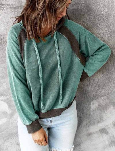 Violeta® | Gewaschener Kapuzenpullover mit durchgehendem Reißverschluss für Damen
